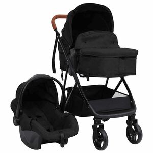 vidaXL Passeggino 3 in 1 Antracite e Nero in Acciaio