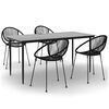 vidaXL Set da Pranzo da Giardino 5 pz Nero in Rattan PVC