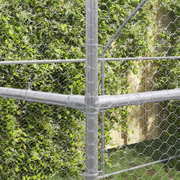 vidaXL Gabbia per polli 3 pcs Argento 600 x 200 x 200 cm Acciaio e PE