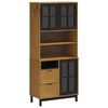 vidaXL Credenza con Anta in Vetro FLAM 80x40x180 cm in Legno di Pino