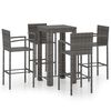 vidaXL Set Bar da Giardino 5 pz con Braccioli in Polyrattan Grigio