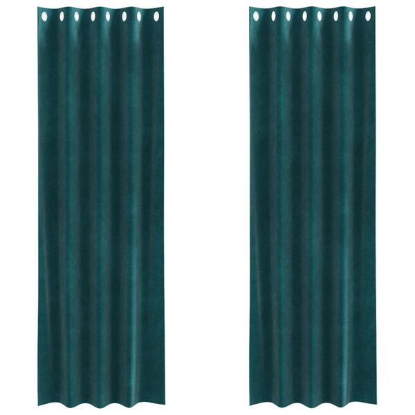 vidaXL Tende oscuranti 2 pcs Verde Scuro 140 x 245 cm Velluto