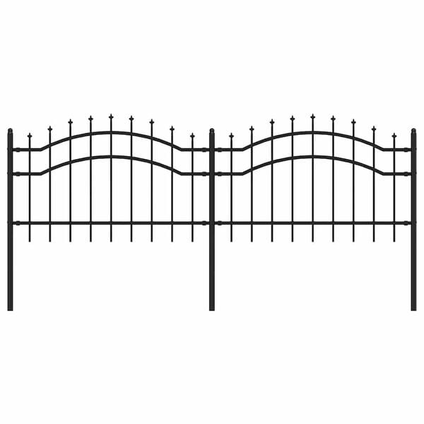 vidaXL Recinzione da giardino con punta a lancia nera 240x75 cm in acciaio verniciato a polvere