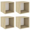 vidaXL Mobili a Muro 4pz Bianco e Rovere Sonoma 37x37x37cm Multistrato