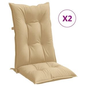 vidaXL Cuscini Sedia Schiena Alta 2 Beige M&eacute;lange 120x50x7 Tessuto