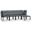 vidaXL Set Salotto da Giardino 5 pz Nero e Grigio in Polyrattan