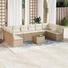vidaXL Set Divani da Giardino 11 pz con Cuscini Beige in Polyrattan