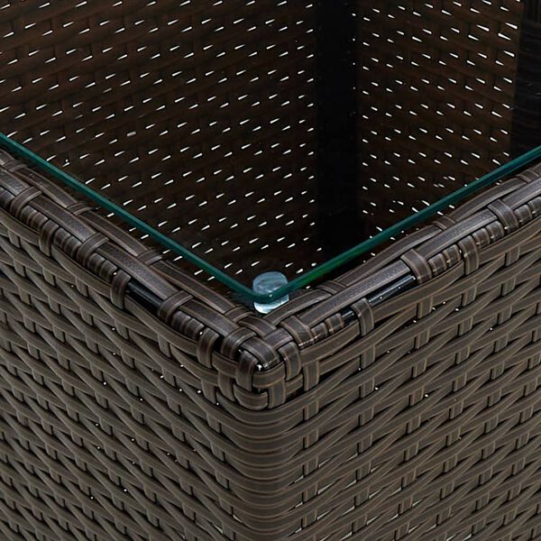 vidaXL Tavolino Marrone 41,5x41,5x44cm in Polyrattan e Vetro Temperato