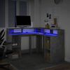 vidaXL Scrivania con Luci LED Grigio Cemento 130x130x91 cm Multistrato