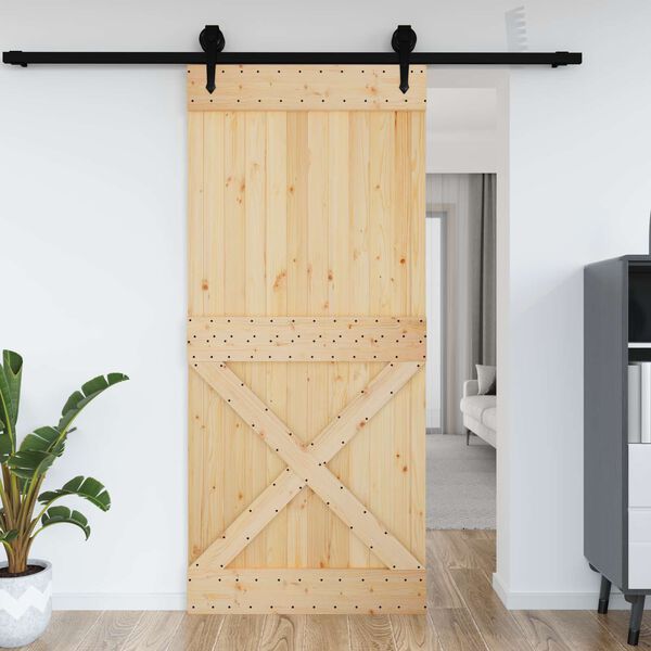vidaXL Porta NARVIK Naturale 100 x 210 cm Legno di pino solido