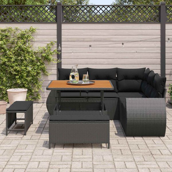 vidaXL Set Divano da Giardino con cuscino 8 pcs Nero polyrattan