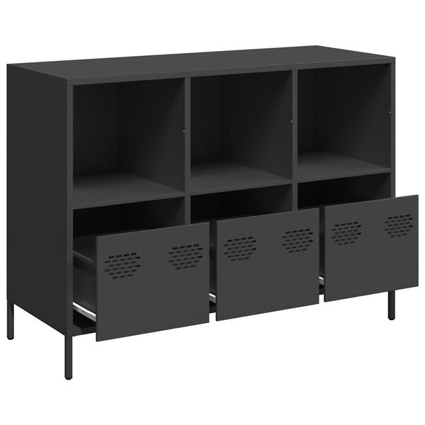 vidaXL Credenza Nera 101,5x39x73,5 cm in Acciaio Laminato a Freddo
