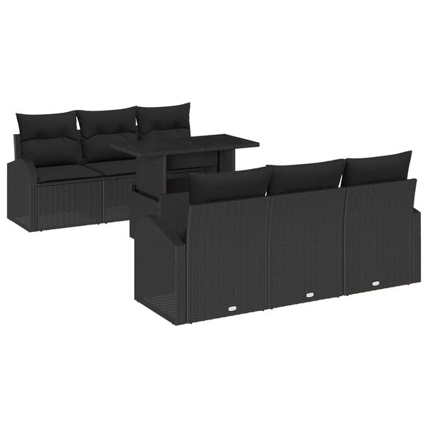 vidaXL Set Divano da Giardino 7 pcs Nero Rattan in Polipropilene