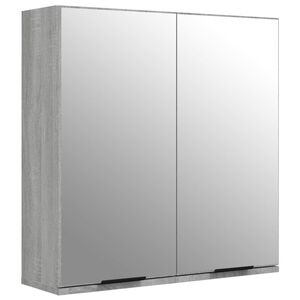vidaXL Armadietto a Specchio da Bagno Grigio Sonoma 64x20x67 cm