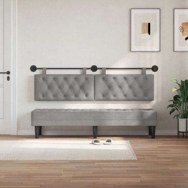 vidaXL Testata appesa Grigio chiaro 170 x 55 x 7 cm Velluto
