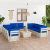 vidaXL Set Divani da Giardino su Pallet 9 pz con Cuscini Legno Abete