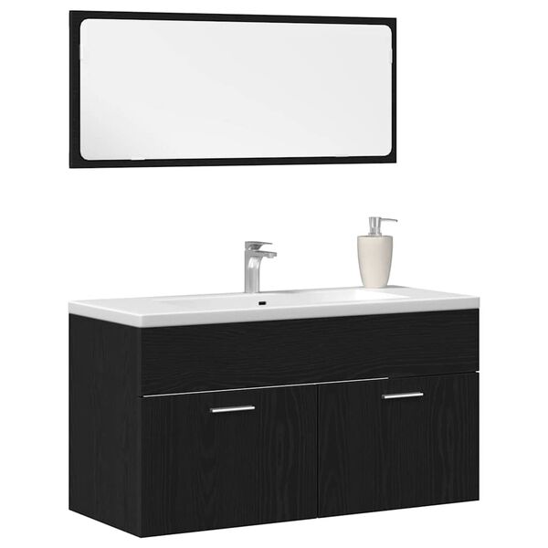 vidaXL Set di mobili per il bagno 2 pcs Rovere Nero Legno multistrato