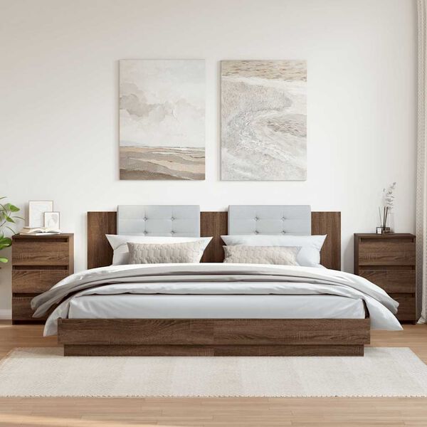 vidaXL Comodini Rovere Marrone 2 pz 40x35x62,5 cm in Legno Multistrato