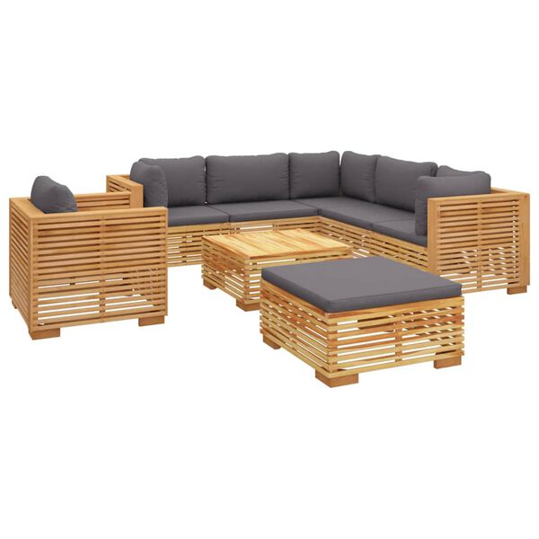 vidaXL Set Divani da Giardino 8 pz con Cuscini Legno Massello di Teak