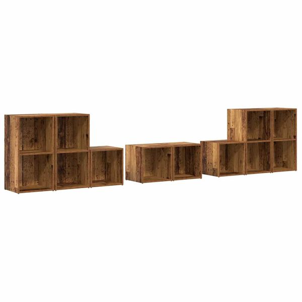 vidaXL Set di mobili TV 8 pcs Legno vecchio Legno multistrato