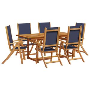 vidaXL Set Pranzo da Giardino 7pz Legno Massello di Acacia e Textilene