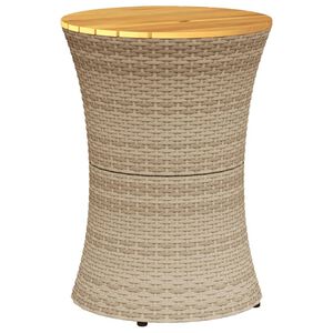 vidaXL Tavolino Giardino Forma Tamburo Beige Polyrattan Legno Massello