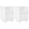vidaXL Armadio da Notte 2 pz Bianco Lucido 33,5 x 34,5 x 50 cm