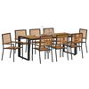 vidaXL Set da Pranzo per Giardino 9 pcs Nero e Legno polyrattan