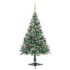 vidaXL Albero di Natale Satinato Preiluminato Palline e Pigne 150 cm