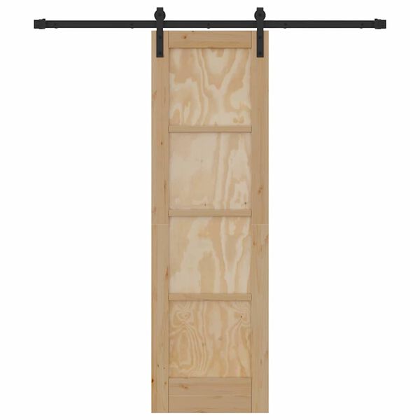 vidaXL Porta scorrevole Naturale e Nero 61 x 198,5 cm Pino massello