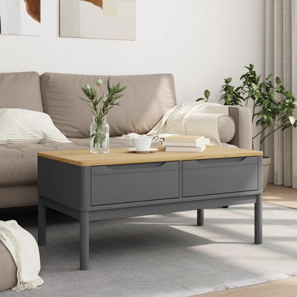 vidaXL Tavolino FLORO Grigio 99x55,5x45 cm in Legno di Pino