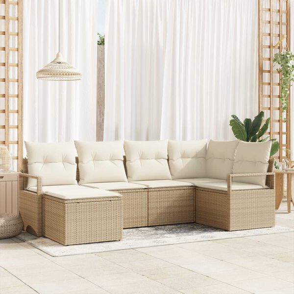 vidaXL Set di divani con cuscino 6 pcs Beige e Crema polyrattan
