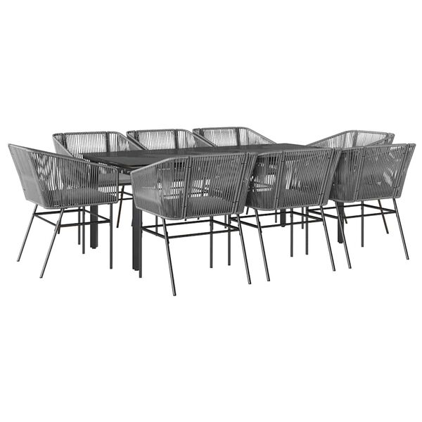 vidaXL Set da Pranzo da Giardino 9 pz con Cuscini Polyrattan Vetro