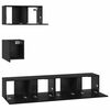 vidaXL Set mobile TV 4 pcs Rovere Nero Legno multistrato