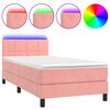 vidaXL Letto a Molle con Materasso e LED Rosa 90x190 cm in Velluto