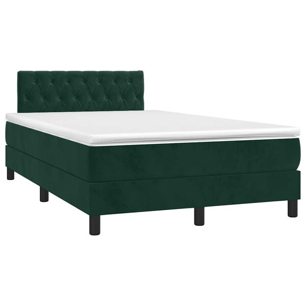 vidaXL Letto a Molle con Materasso e LED Verde Scuro 120x190cm Velluto