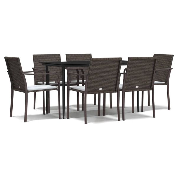 vidaXL Set Pranzo da Giardino 7 pz con Cuscini in Polyrattan e Acciaio