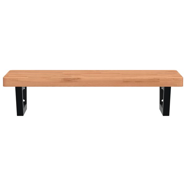 vidaXL Ripiano a Parete per Lavabo in Acciaio e Massello di Faggio