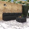 vidaXL Set Divani da Giardino 5 pz con Cuscini in Polyrattan Nero