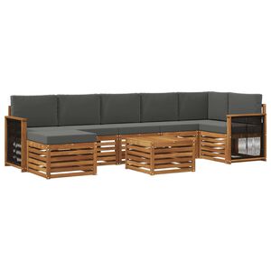 vidaXL Set di divani da esterno con cuscino 7 pcs Naturale e Antracite