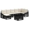 vidaXL Set Divano da Giardino 8 pz Nero e Bianco Crema polyrattan