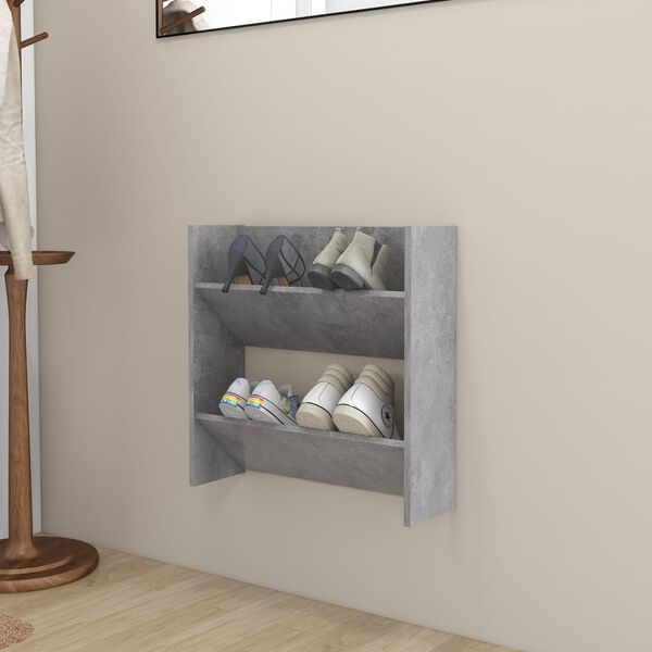 vidaXL Scarpiera a Muro Grigio Cemento 60x18x60cm in Legno Multistrato