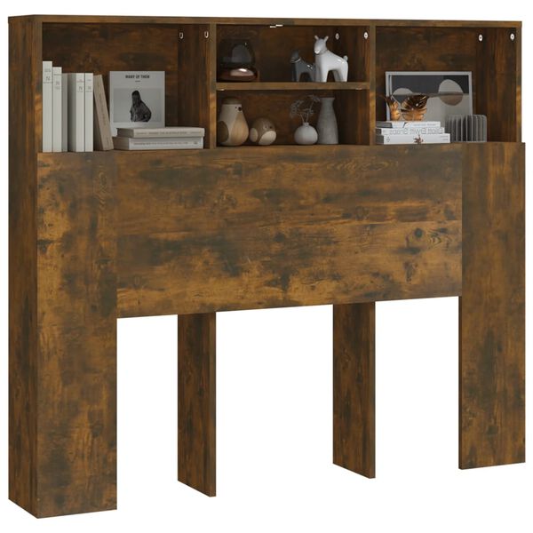 vidaXL Testiera con Scomparti Rovere Fumo 120x19x103,5 cm