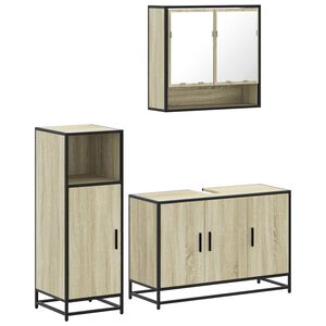 vidaXL Set Mobili da Bagno 3 pz Rovere Sonoma in Legno Multistrato
