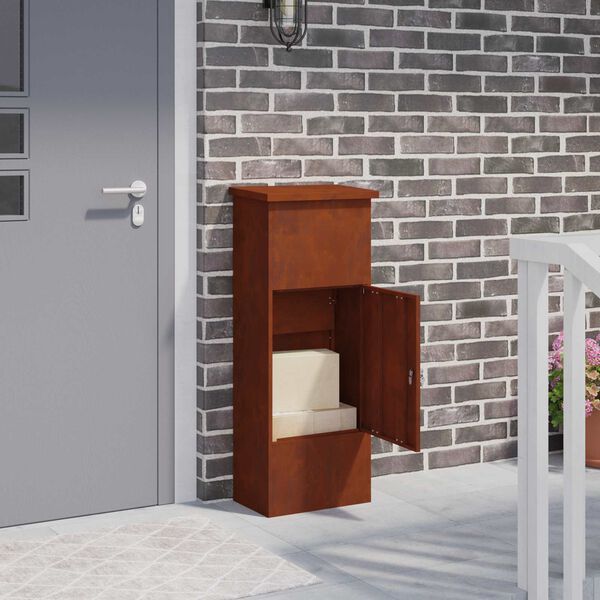 vidaXL Cassetta per pacchi con porta Ruggine 44,5 x 29 x 110,5 cm