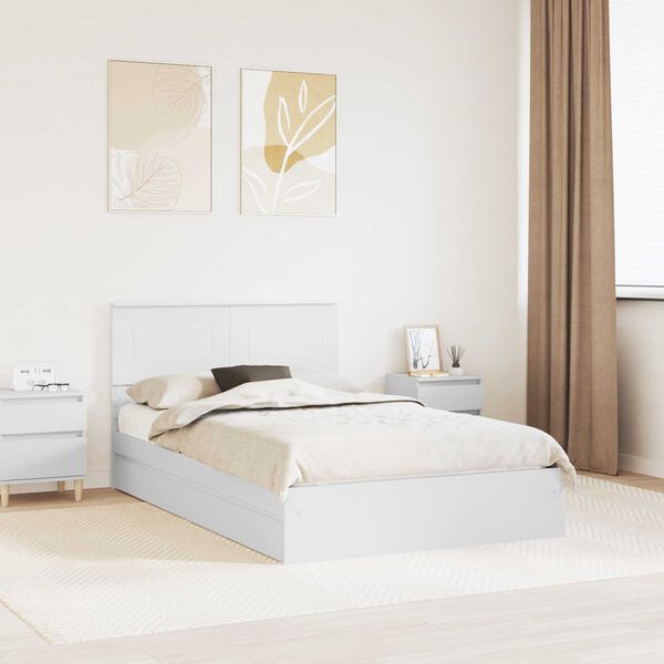 vidaXL Letto con Contenitore Bianco 120 x 200 cm Legno multistrato