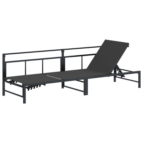 vidaXL Lettino da sole Nero 200 x 62 x 59,5 cm Textilene