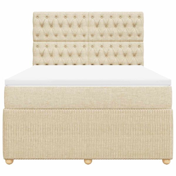 vidaXL Giroletto a Molle con Materasso Crema 160x200 cm in Tessuto