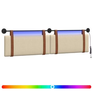 vidaXL Testiera sospesa Con luce LED Crema PU Antico
