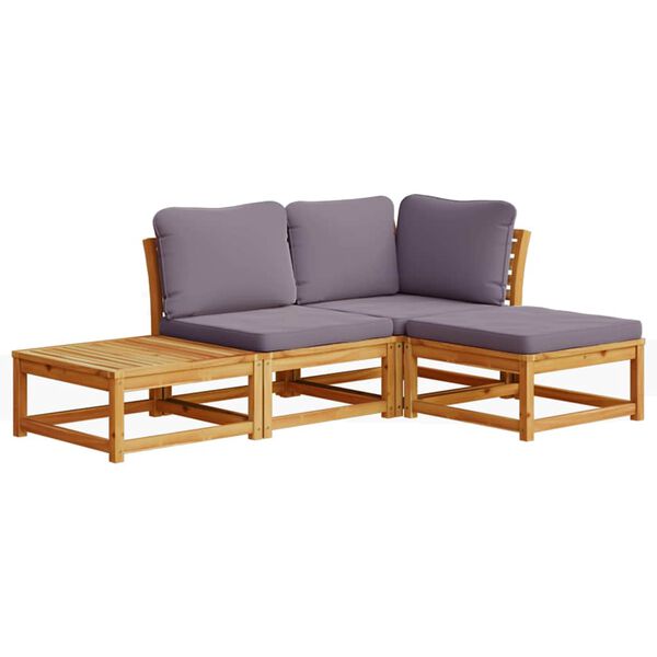 vidaXL Set Salotto da Giardino 4pz con Cuscini Legno Massello Acacia